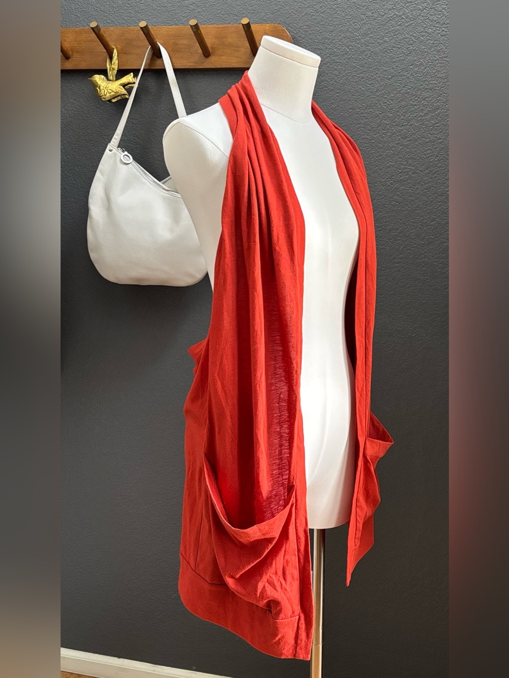 A COMMON THREAD Orange/Red Open-Front, Low Pocket, Open Back Vest